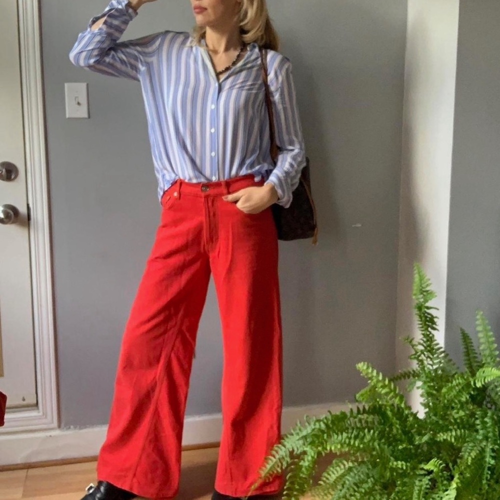 Ganni Red Flare & Wide Leg Jeans